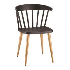 Windsor chair metal leg coffee color polypropylene seat dining cafe