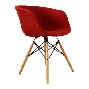 Vogue Armchair Natural Legs Red Fabric Covered