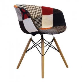 Vogue Armchair Natural Legs Patchwork Fabric Covered